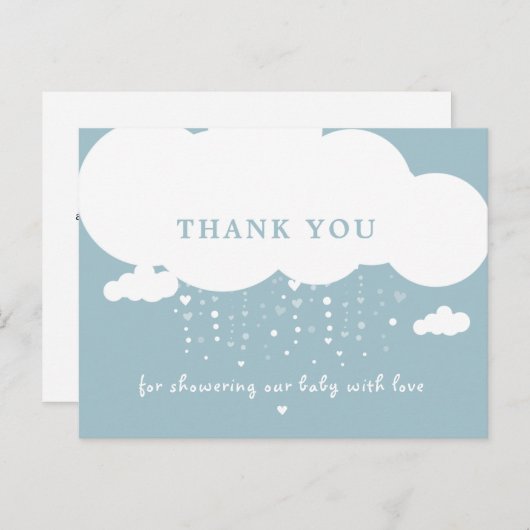 Carte Postale Nuage Mignon Pluie Cœurs Baby Shower Merci (Devant / Derrière)
