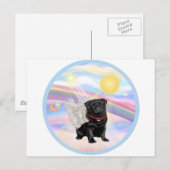 Carte Postale Nuages - Ange Pug Noir (Devant / Derrière)