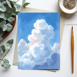 Carte Postale Nuages Blancs Beau Ciel Bleu Aquarelle