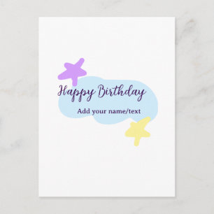Carte Postale Nuages bleus pastel étoiles violet joyeux annivers