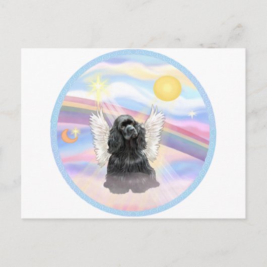 Carte Postale Nuages - Cocker Spaniel noir (Devant)