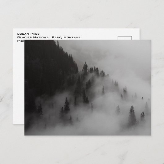 Carte Postale Nuages dans le col Logan Glacier NP (Devant / Derrière)