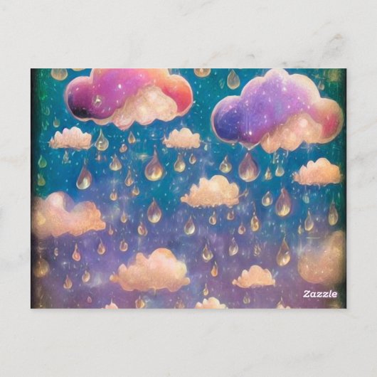 Carte Postale Nuages de pluie en cristal rose (Dos)