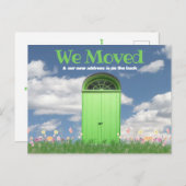 Carte Postale Nuages de portes vertes Fleurs Nous Avons Déplacé (Devant / Derrière)