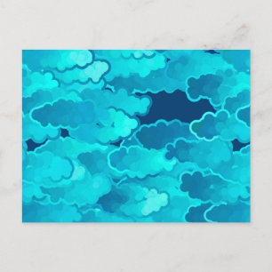 Carte Postale Nuages japonais, Ciel du soir, Turquoise et Indigo