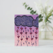 Carte Postale Nuages mignons, coeurs et gouttes de pluie (Debout devant)