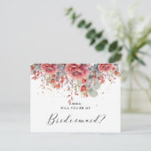 Carte Postale Nuance de rose pêche blush | Demoiselle d'honneur (Debout devant)