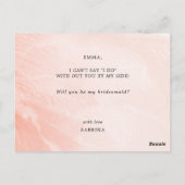 Carte Postale Nuance de rose pêche blush | Demoiselle d'honneur (Dos)