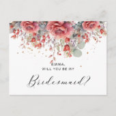 Carte Postale Nuance de rose pêche blush | Demoiselle d'honneur (Devant)