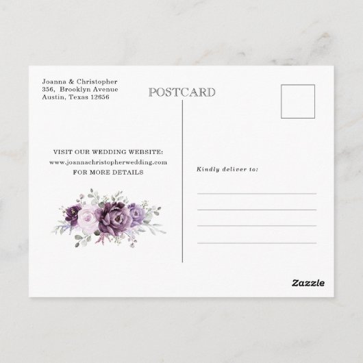 Carte Postale Nuances de Dusty Purple Calendrier Enregistrer la  (Dos)