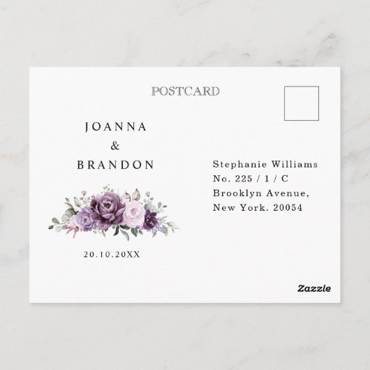 Carte Postale Nuances de fleurs pourpres Dusty Moody Floral RSVP (Dos)