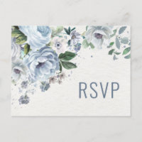 Nuances de gris Dusty Bleu Mariage d'hiver RSVP