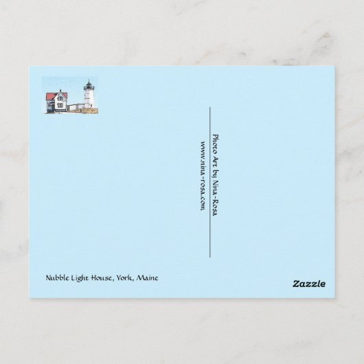 Carte Postale Nubble Lighthouse Ink Sketch (Dos)