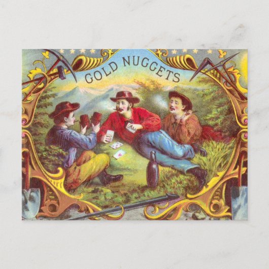 Carte Postale Nuggets d'or Antique Étiquette Cigar (Devant)