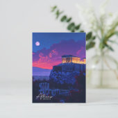 Carte Postale Nuit à Athènes Grèce Vintage voyage (Debout devant)