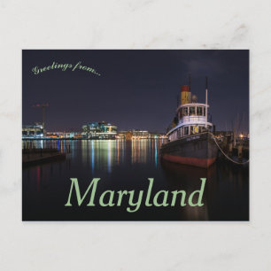 Carte Postale Nuit à Baltimore Harbour Maryland USA