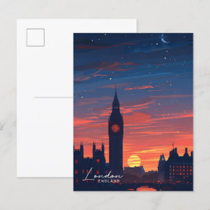 Carte Postale Nuit à Big Ben Londres Angleterre Voyage