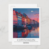 Carte Postale Nuit à Copenhague Danemark Voyage (Devant / Derrière)