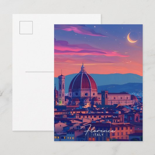 Carte Postale Nuit à Florence Italie Voyage (Devant / Derrière)
