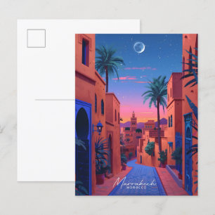 Carte Postale Nuit à Marrakech Maroc Vintage voyage