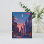 Carte Postale Nuit à Milan Italie Voyage (Debout devant)