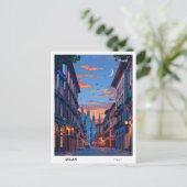 Carte Postale Nuit à Milan Italie Voyage (Debout devant)