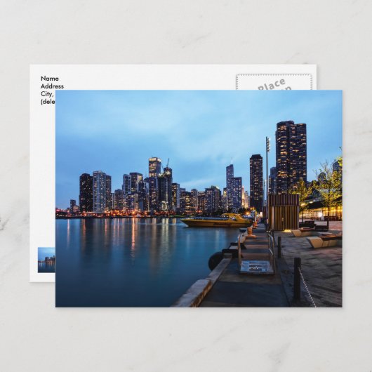 Carte Postale Nuit À Navy Pier (Devant / Derrière)