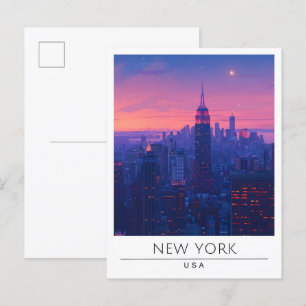 Carte Postale Nuit à New York USA Travel