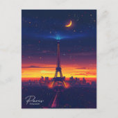 Carte Postale Nuit à Paris France Vintage voyage (Devant)