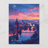 Carte Postale Nuit à Prague Voyage tchèque (Devant)