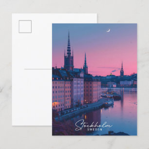 Carte Postale Nuit à Stockholm Suède Vintage voyage