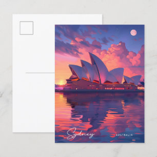 Carte Postale Nuit à Sydney Australie Vintage voyage