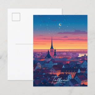 Carte Postale Nuit à Tallinn Estonie Voyage