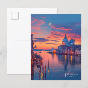 Carte Postale Nuit à Venise Italie Voyage Vintage