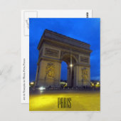Carte Postale nuit arc de triomphe (Devant / Derrière)