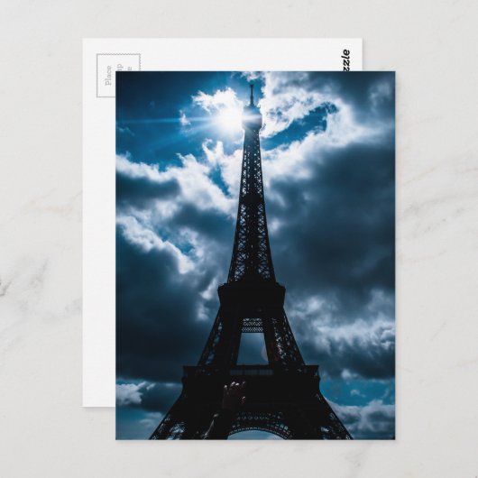 Carte Postale Nuit bleue Tour Eiffel (Devant / Derrière)