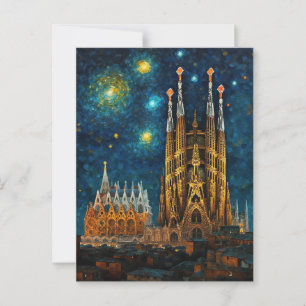 Carte Postale Nuit Catalan Starry Gaudí rencontre Van Gogh