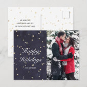 Carte Postale nuit ciel or étoiles joyeuses vacances (Devant / Derrière)