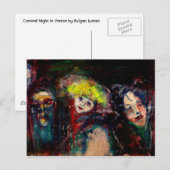 Carte Postale NUIT DE CARNAVAL À VENISE Mascarade Vénitienne Mas (Devant / Derrière)