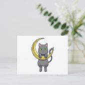 Carte Postale Nuit de chat sous la lune (Debout devant)