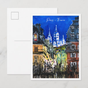 Carte Postale Nuit de croquis à l'aquarelle Paris France