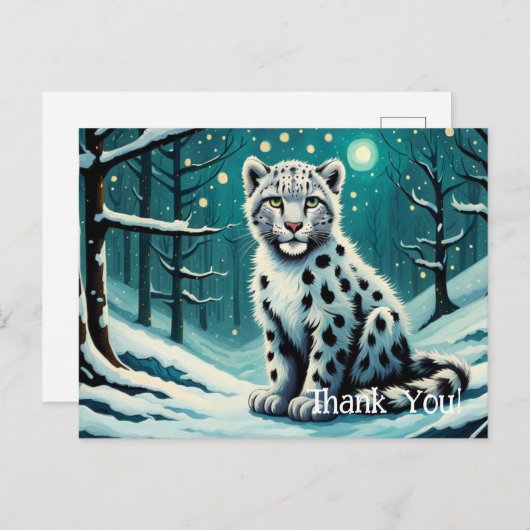 Carte Postale Nuit de la forêt de léopard des neiges (Devant / Derrière)