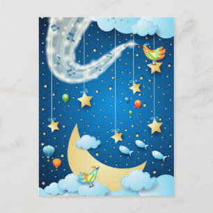 Carte Postale Nuit de musique et grande lune