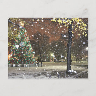 Carte Postale Nuit de neige dans le centre-ville de Boston