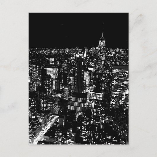 Carte Postale Nuit de New York en noir et blanc (Devant)