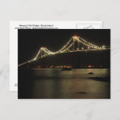 Carte Postale Nuit de Newport Pell Bridge Narragansett Bay (Devant / Derrière)