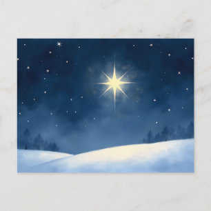 Carte Postale Nuit de Noël étoilée Paysage d'hiver
