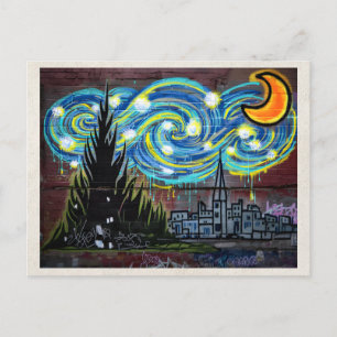 Carte Postale Nuit de remix de graffiti de paysage urbain d'art