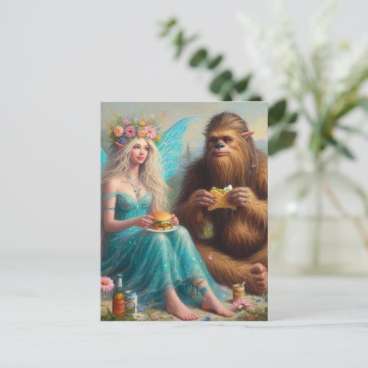 Carte Postale Nuit de restauration rapide avec Sasquatch et la F (Debout devant)