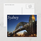 Carte Postale nuit de sydney bridge (Devant / Derrière)